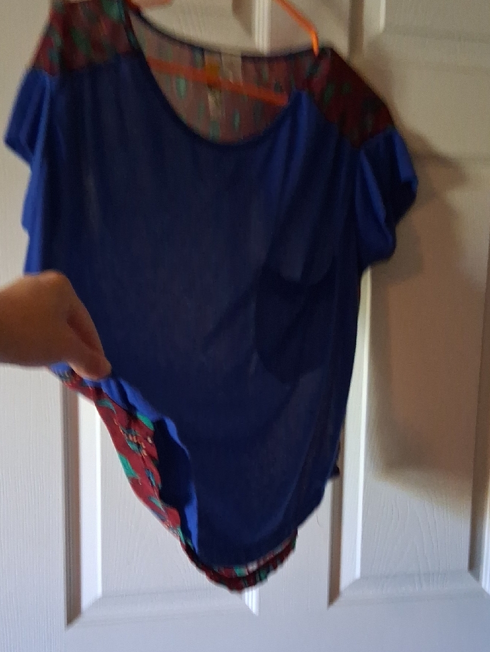 Mimi Chica Blue Tunic with Multicolor Trim